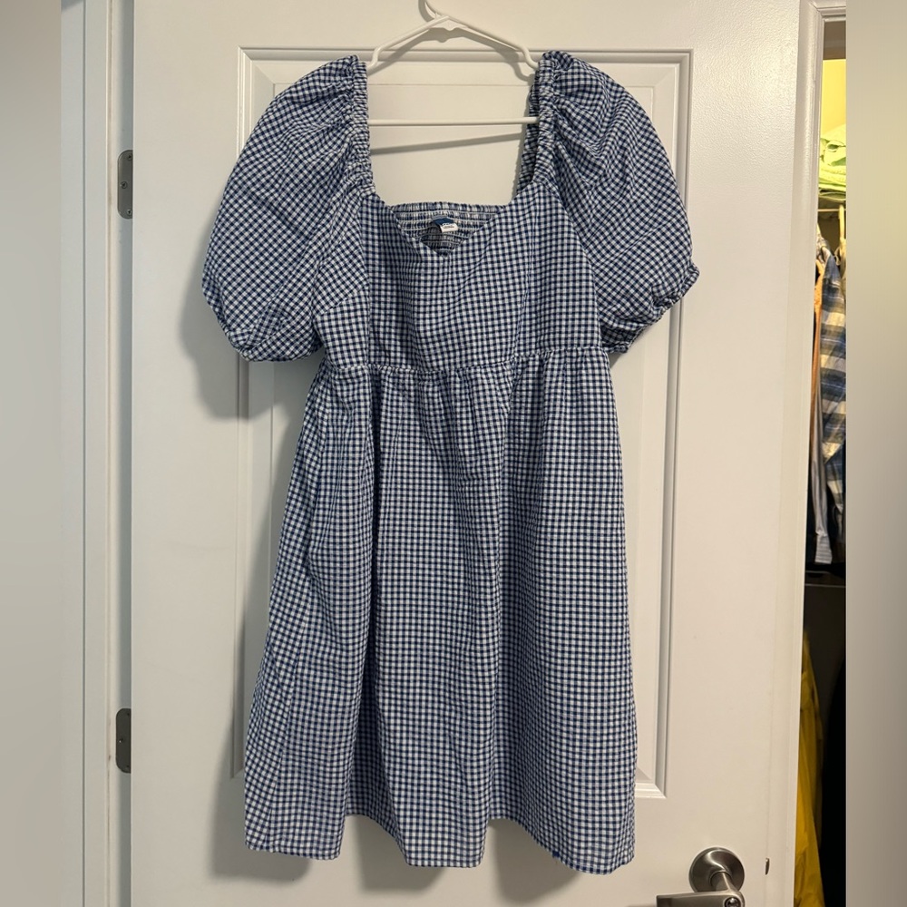 Large Blue Plaid Mini Dress Old Navy